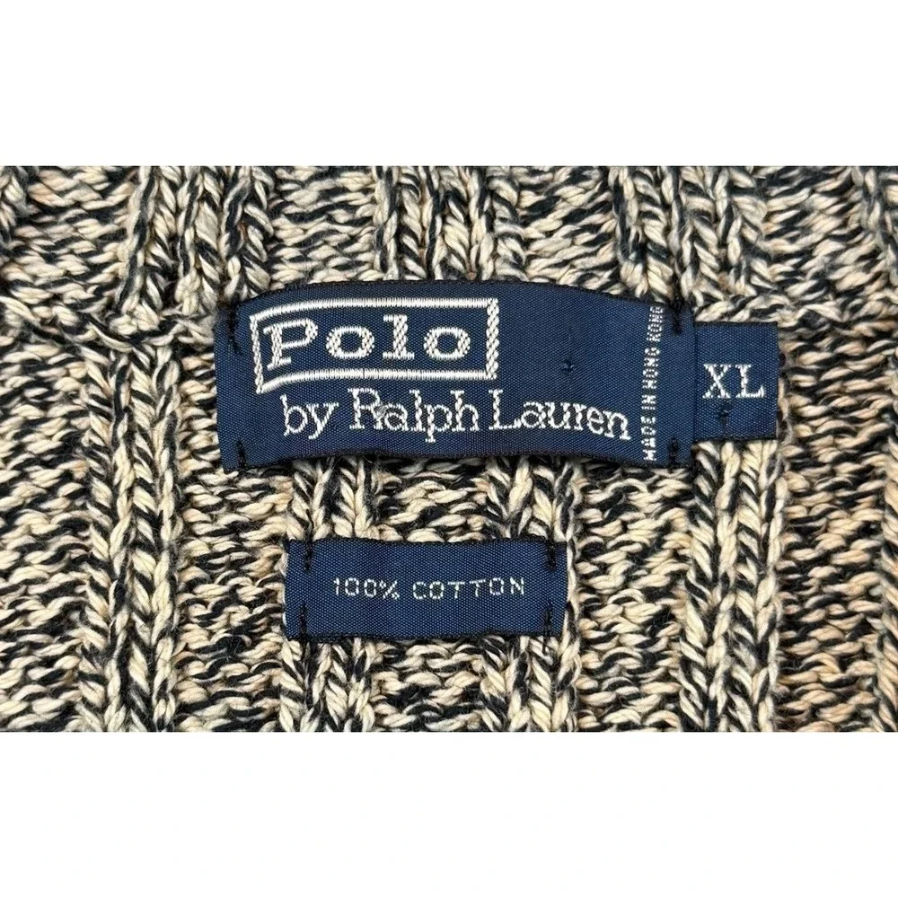 Vintage Polo Ralph Lauren Men's Fisherman Sweater XL Pullover Heavy Knit Navy